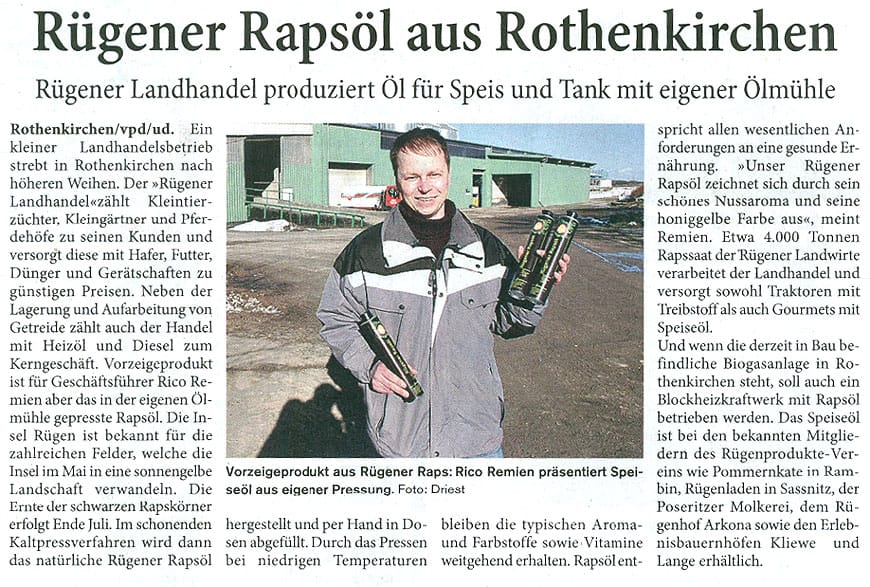 Rapsöl aus Rothenkirchen
